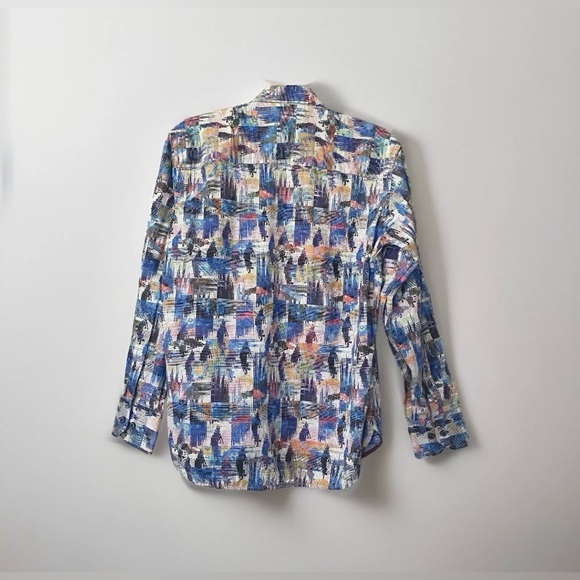 Men's Visconti Black Classic Button Front Long Sleeve Shirt Small- Multi-Color - Picture 14 of 14